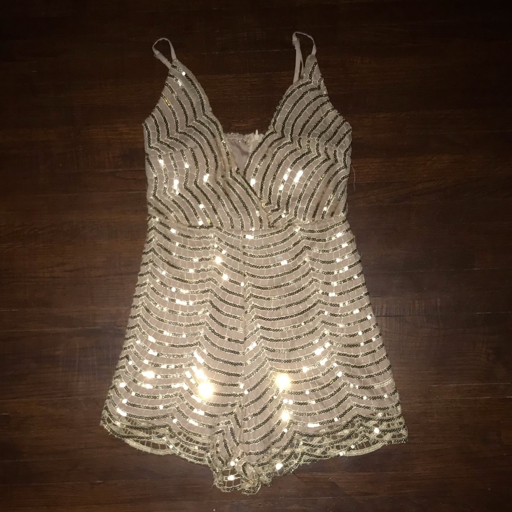 Gold sequin romper